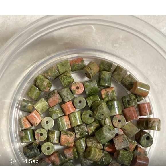 Unakite Stone Bronze Cat on the Moon Necklace, Genuine Gemstone Beaded Necklace - Picture 8 of 9